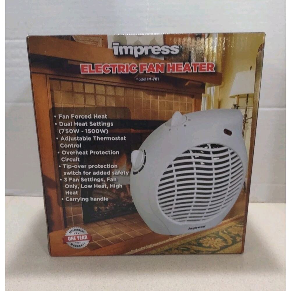 Impress Dual Setting Fan Heater with Adjustable Thermostat Model IM-701 Sealed